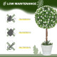 Set of 2 Decorative Artificial Plants, Ball Topiary Tree with Rose Flower in Pot, Fake Plants for Home Indoor Outdoor Decor, 60c