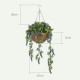Set of 2 Decorative Artificial Plants, Faux Silk Lavender Flowers in Hanging Baskets, Fake Plants for Home Indoor Outdoor Decor,