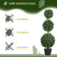 Set of 2 Decorative Artificial Plants, Topiary Ball-shaped Boxwood Trees in Pot, Fake Plants for Home Indoor outdoor Decor, 100c