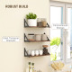 Set of 3 Wall Shelves, Vintage Wall Mounted Floating Shelves for Living Room, Entryway, Bedroom, Rustic Brown