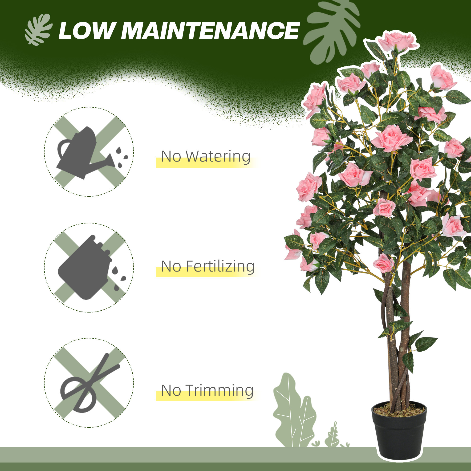 Set of Two Faux Rose Plants, with Pots