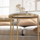 Set of Two Marble-Effect Nest of Tables - White/Gold-Tone