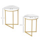 Set of Two Marble-Effect Nest of Tables - White/Gold-Tone