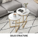Set of Two Marble-Effect Nest of Tables - White/Gold-Tone