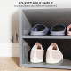 Shoes Cabinet Bench Hidden Storage Padded Seat Organiser Footwear Rack Hallway Grey Wood Grain
