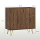 Sideboard Storage Cabinet with Golden Lines, Modern Luxury Living Room Cabinet with Adjustable Shelf, Steel Harpin Legs, Brown