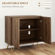 Sideboard Storage Cabinet with Golden Lines, Modern Luxury Living Room Cabinet with Adjustable Shelf, Steel Harpin Legs, Brown
