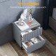 Simple Line Indented Two-Drawer Bedside Table - Grey