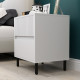Simple Line Indented Two-Drawer Bedside Table - White