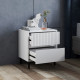 Simple Line Indented Two-Drawer Bedside Table - White