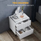 Simple Line Indented Two-Drawer Bedside Table - White
