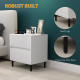 Simple Line Indented Two-Drawer Bedside Table - White