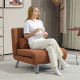 Single Linen-Feel Sleeper Chair - Coffee
