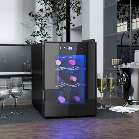 Six Bottle 8-18℃ Countertop Wine Fridge - Black