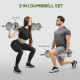 SPORTNOW 20kg Adjustable Weights Dumbbells Set, 2-in-1 Dumbbells and Barbell with Non-slip Handle, Free Weights Set for Home Gym