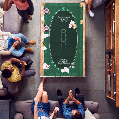 SPORTNOW 239.3 x 115.5 cm Professional Texas Hold'em Poker Mat 12 Player Water-Resistant Poker Table Top Rubber Poker Table Mat 