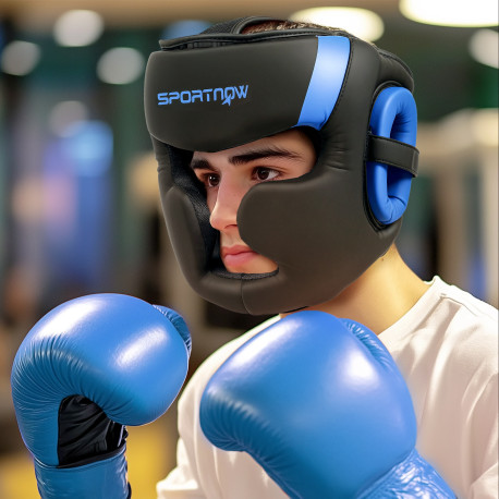 SPORTNOW Boxing Headguard, Boxing Headgear Helmet with Adjustable Strap for Full Face Protection for Kickboxing Sparring Martial