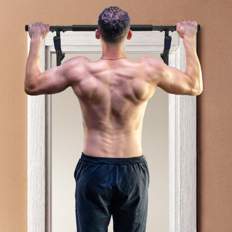 SPORTNOW Pull-Up Bar Doorway, No Drilling Chin-Up Bar Push Up Stand with Resistance Bands and Padded Handles for Home Gym Exerci