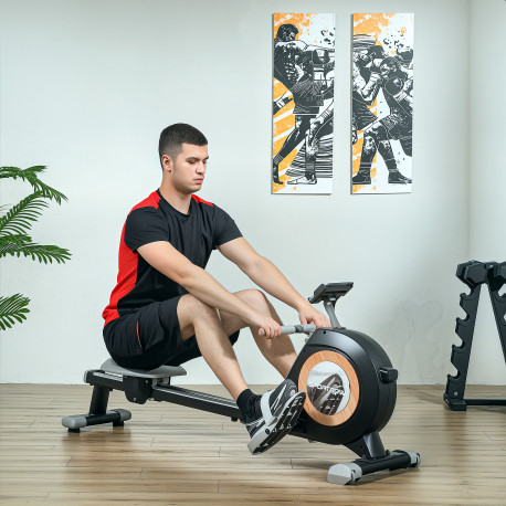 SPORTNOW Rowing Machine, 16-Level Magnetic Rower Machine with LCD Monitor and Phone Holder, Vertical Storage, for Home Gym Cardi