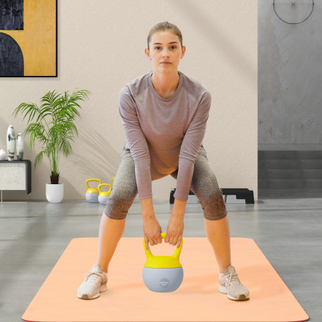 SPORTNOW Soft Kettlebell, 10kg Kettle Bell with Non-Slip Handle for Home Gym Weight Lifting and Strength Training, Yellow and Gr