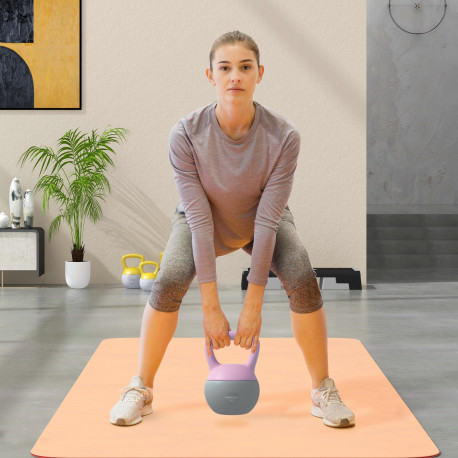 SPORTNOW Soft Kettlebell, 6kg Kettle Bell with Non-Slip Handle for Home Gym Weight Lifting and Strength Training, Purple and Gre