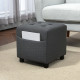 Square Footstool, Small Ottoman with Side Pocket, Linen Fabric Footrest Foot Stool with Rubber Wood Legs and Padded Seat for Liv