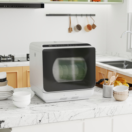 Table Top Dishwasher, Mini Countertop Dishwasher with Built-in 6L Water Tank, 6 Programs, Touch Control, LED Display, 4 Place Se