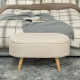 Teddy Fleece Storage Ottoman - Cream White
