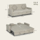 Three-Person Velvet-Feel Sofa Bed - Beige