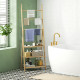 Three-Shelf Bamboo Storage Unit, with Towel Racks - Natural Finish