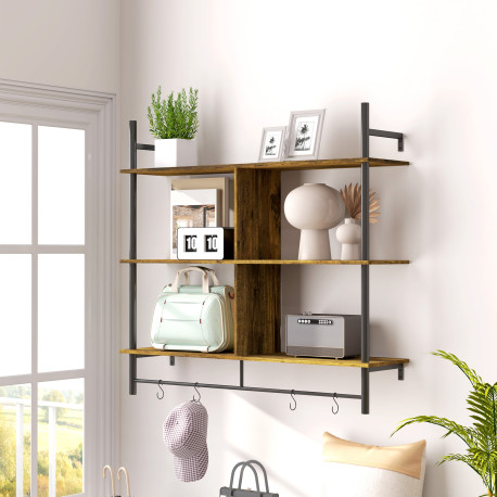 Three-Tier Floating Shelf - Brown/Black