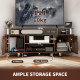 TV Unit Cabinet for TVs up to 55 Inches with Storage Shelves and Cupboard, Entertainment Centre for Living Room, Rustic Brown