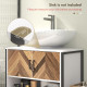 Under Sink Bathroom Cabinet, Rustic Under Sink Cabinet with Herringbone Doors and Open Compartment for Basin with or without Ped