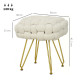Velvet-Feel Bold Woven Footstool - Cream White