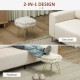 Velvet-Feel Bold Woven Footstool - Cream White