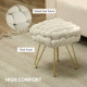 Velvet-Feel Bold Woven Footstool - Cream White