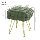 Velvet-Feel Bold Woven Footstool - Green