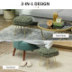 Velvet-Feel Bold Woven Footstool - Green