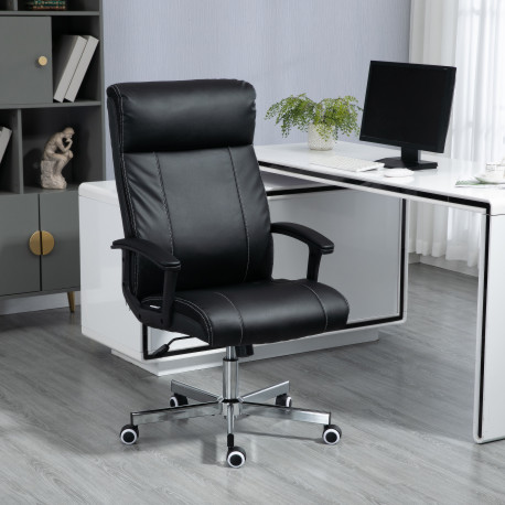 Vinsetto Massage Office Chair, PU Desk Chair with 6 Point Massage, High Back Computer Chair with Metal Legs, Thick Seat, Remote 