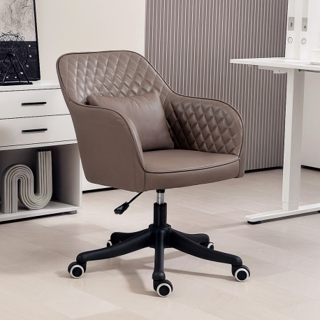 Vinsetto Microfiber Office Chair, Desk Chair, Makeup Vanity Chair with Massage Lumbar Pillow and Rolling Wheels for Bedroom and 