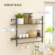 Wall Mounted Floating Shelves with 4 Hooks, Rustic Wall Shelf Unit for Living Room, Entryway, Grey