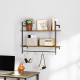 Wall Mounted Floating Shelves with 4 Hooks, Rustic Wall Shelf Unit for Living Room, Entryway, Rustic Brown
