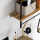Wall Mounted Floating Shelves with 4 Hooks, Rustic Wall Shelf Unit for Living Room, Entryway, Rustic Brown