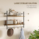 Wall Mounted Floating Shelves with 4 Hooks, Rustic Wall Shelf Unit for Living Room, Entryway, Rustic Brown