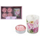 Floral Votive &amp; Pink Rose Candle Set