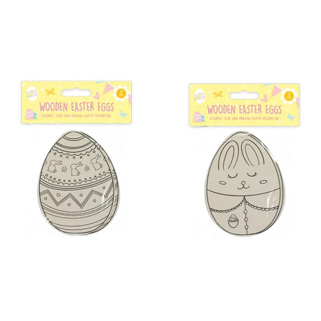 Pack of 2 Wooden Hanging Easter Eggs