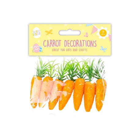 Pack of 7 Easter Bonnet Carrot Decorations