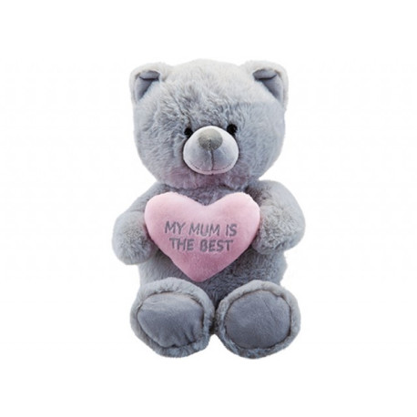 Gracie Grey Bear with Mum Heart (36cm)