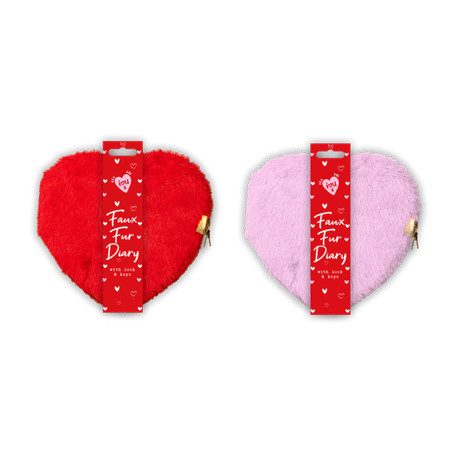Assorted Valentine Heart Faux Fur Diary with Lock