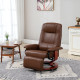 Faux Leather Armchair, with 145° Reclining Back and Footrest - Brown